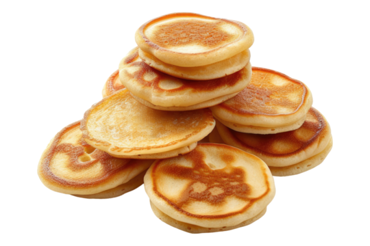 Mini pancakes isolated on white background