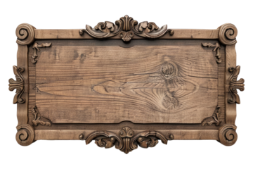 Oblong decorative wooden signboard isolated on white background