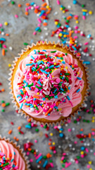 Birthday Cupcake with Rainbow Sprinkles