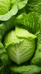fresh cabbage adorned with glistening raindrops of water background poster 