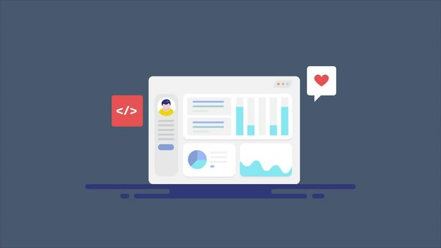 KPI analytics dashboard report business and financial data visualization, web application interface UI conceptual video animation.