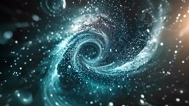 A single solitary particle spinning wildly amid a sea of calm fluctuations.