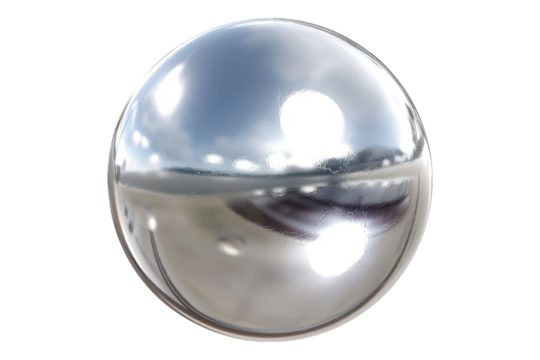 Shiny big silver sphere isolated on white background