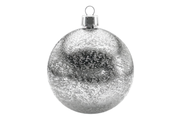 Silver Christmas ball decoration isolated on white background