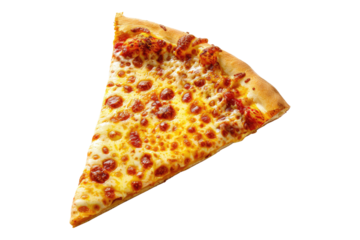 Slice of cheese pizza isolated on white background