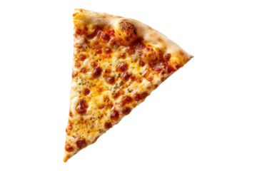 Slice of cheese pizza isolated on white background