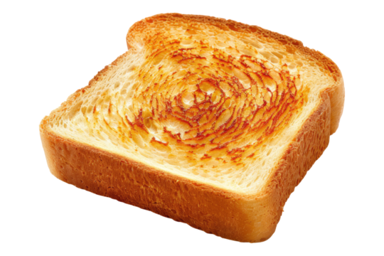 Slice of toasted bread isolated on white background