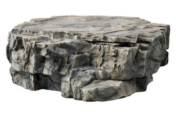 Stone rock podium isolated on white background