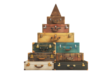 Suitcase pyramid isolated on white background