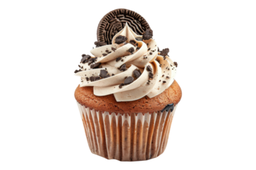 Sweet cookies and Cream cupcake isolated on white background