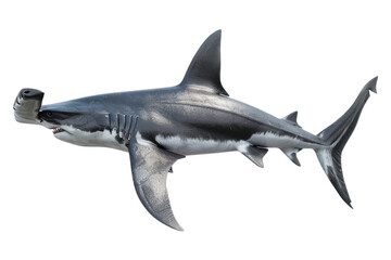 Naklejka premium Swimming hammerhead shark isolated on white background