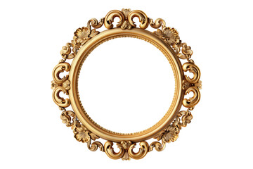 the antique gold frame isolated on white background