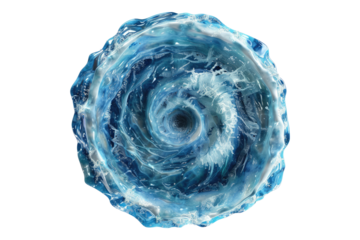 whirlpool blue water isolated on white background