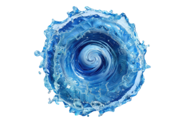 whirlpool blue water isolated on white background