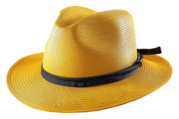 Women's yellow panama hat isolated on white background