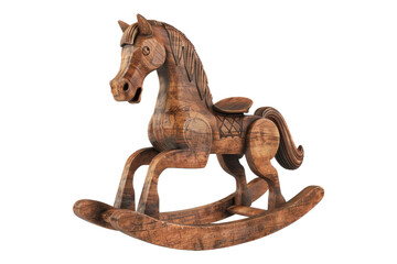 Wooden rocking horse isolated on white background