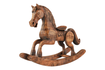 Wooden rocking horse isolated on white background