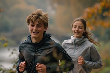 Fototapeta premium Young people who run outdoors