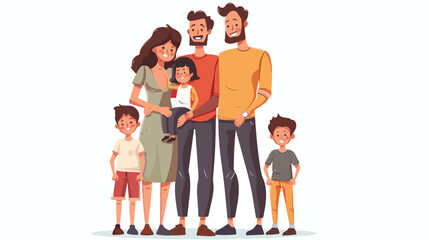 Portrait of happy family with parents and children is