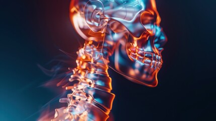 Image of human cervical vertebra. Isolated with 3D hologram. Medical concept. new technology