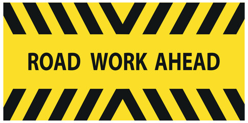 road work ahead sign on sky background