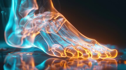 Image of human metatarsal bones. Isolated with 3D hologram. Medical concept. new technology