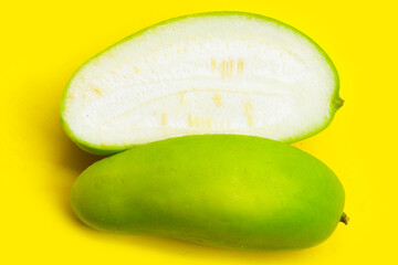 Winter melon on yellow background.