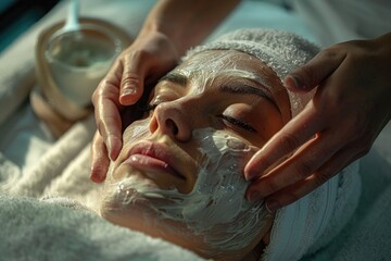 The face of young women lying down for beauty treatments