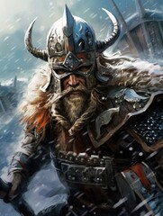 male Viking, portrait of a heroic man in close-up. historical character, a northern warrior.