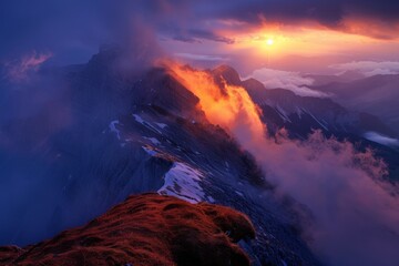 Vibrant Sunrise Over Rolling Mountain Ridges