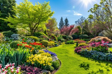 Obraz premium Colorful Spring Garden in Full Bloom