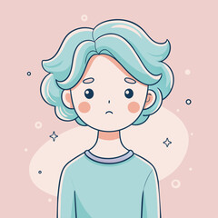 Minimalist person with a sighing expression, crafted in an adorable doodle style, Generative AI