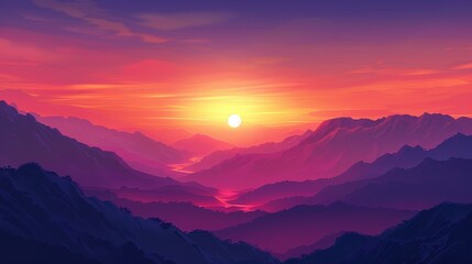 Fototapeta premium Breathtaking sunset floods the sky with vivid, dramatic hues.