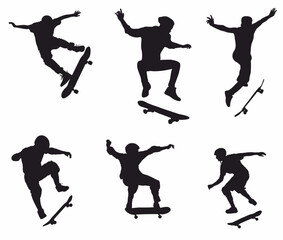 set of skateboarder silhouette. © Pro Silhouettes
