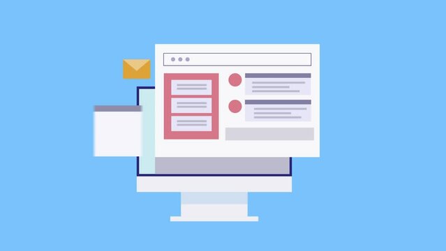 CRM web-based software application managing customer support and marketing operation from digital dashboard business technology video animation.