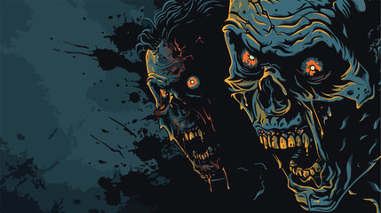 Scary zombies on dark background with space for text