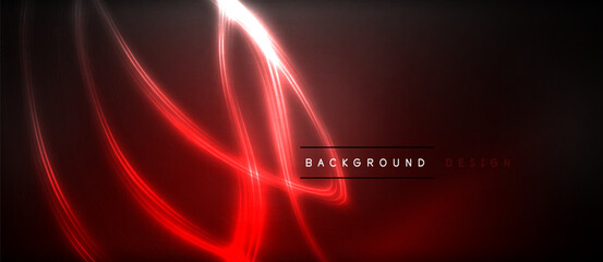Neon glowing circle rays, light round lines in the dark, planet style neon wave lines. Energetic electric concept design for wallpaper, banner, background