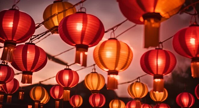 Chinese lanterns in a Chinese village.