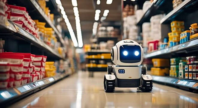 Robot cleaning a store.
