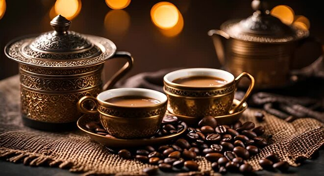 Cups with Turkish coffee.