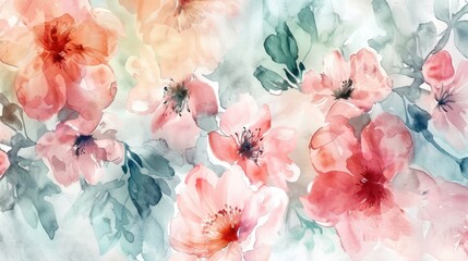 Watercolor floral blossom for backdrop invite or desktop background