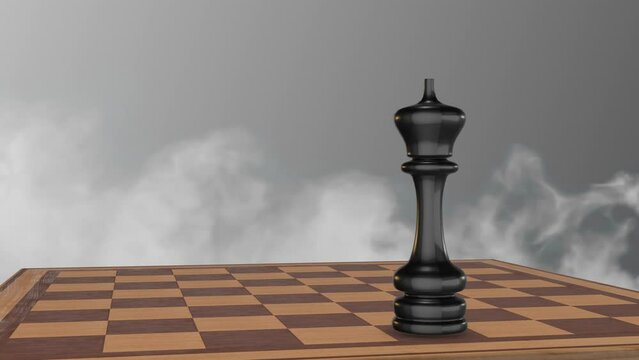 Single black king on chessboard