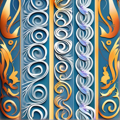 Background  Soft ฺBlue Pastel  : ancient Thai kanok pattern