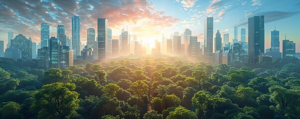 Green city, eco friendly city background and green building background sustainable development concept, protection of environment