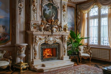 Obraz premium Classical Fireplace Interior