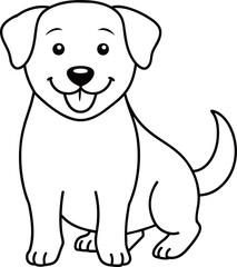 illustration outline cartoon dog smiling flat art design, kid color paper