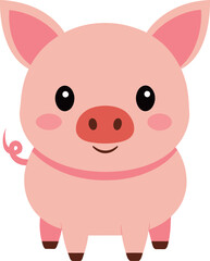 Vector cute pig cartoon character illustration isolated