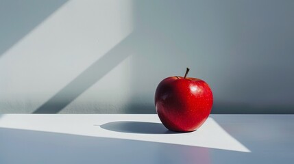 Red apple on a minimalist background