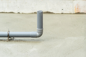 PVC drain pipe in basement in a new house construction