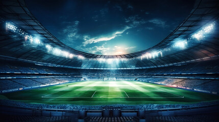 A sprawling football stadium showcasing a vibrant green field, ready for the excitement of the game to unfold